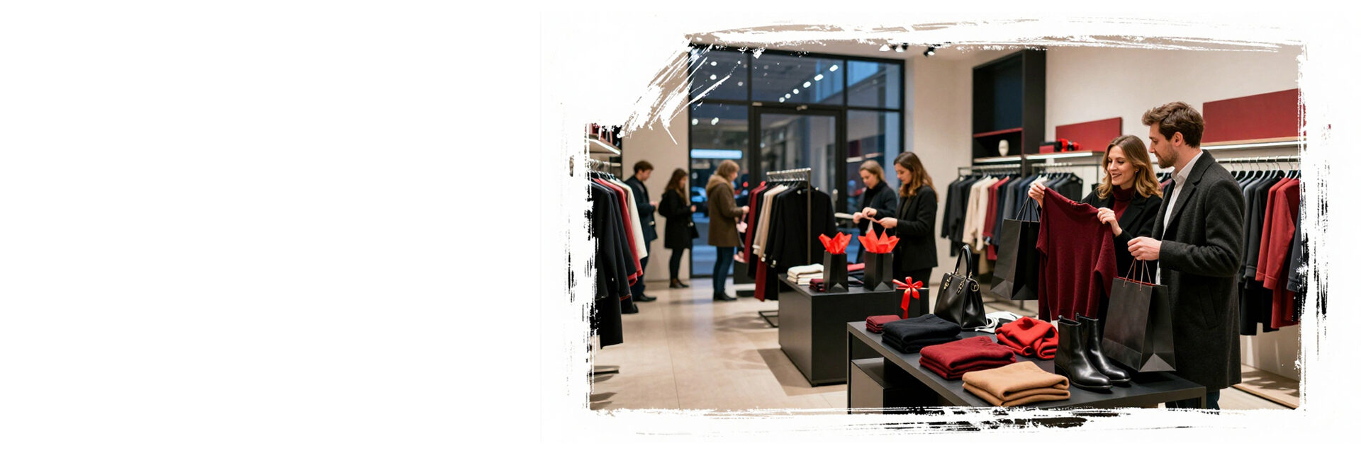 Cuplu care alege haine de toamnă într-un magazin de îmbrăcăminte